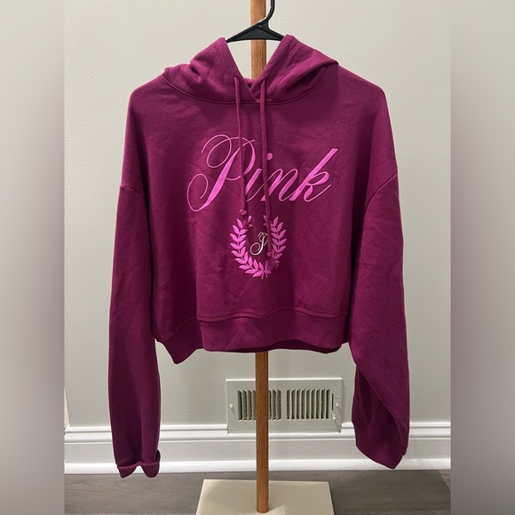 PINK Victoria's Secret Pinkish/Purple Cropped Hoodie Sweater - Picture 1 of 5